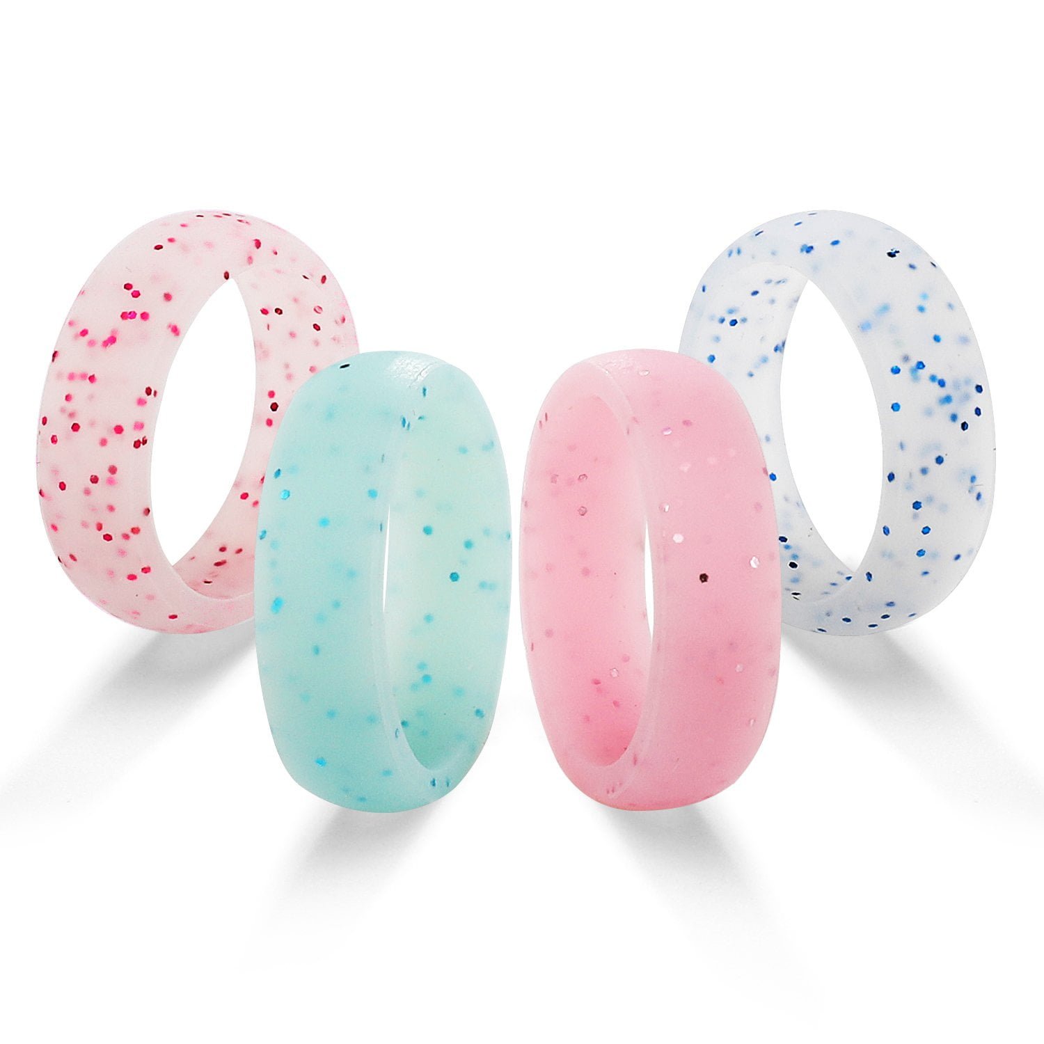 High-quality breathable and fashionable girls' multi-color glitter silicone ring 4 STARRY