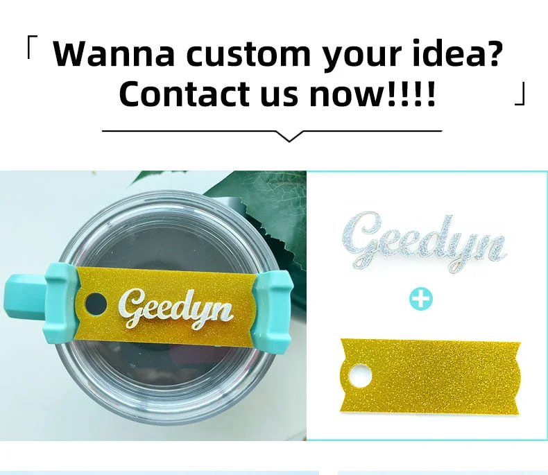Hot sale Acrylic Name Plates Lid Toppers Cup Accessories Personalized Name Tag For Lid Tumbler Name Tag 4 铭牌片 04