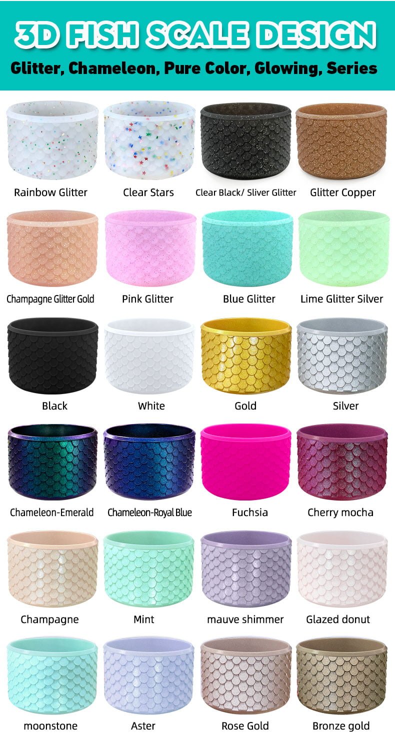 Customized Mermaid Textured 3D Protective Silicone Sleeve Boot Cover for 12 oz - 40 oz Stanley Tumbler Silicone Boots Sleeve 5 鱼鳞纹系列杯套 02