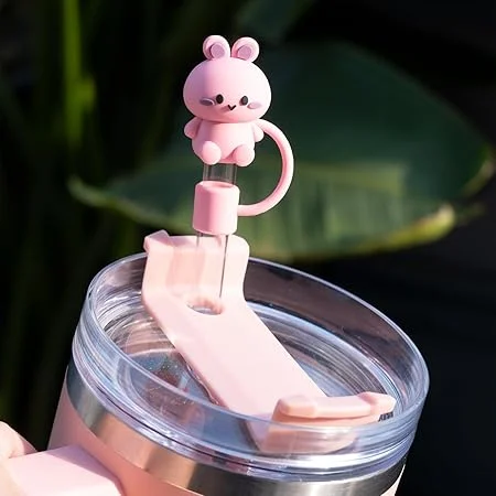 0.4 in Diameter Cute Silicone Straw Covers Cap for Stanley Cup, Dust-Proof Drinking Straw Reusable Straw Tips Lids 4 61