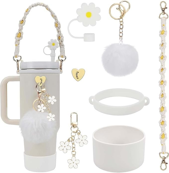 Cup Accessories Set Compatible with Stanley Cup 30 oz 40 oz Include 1 Pcs Water Bottle Handle Strap 1 Pcs Siliocne Straw Cover 1 Pcs Siliocne Cup Boot 2 Pcs Charms Accessories 1 61FprDQUJuL. AC SX679