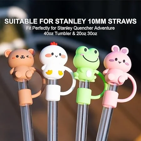 0.4 in Diameter Cute Silicone Straw Covers Cap for Stanley Cup, Dust-Proof Drinking Straw Reusable Straw Tips Lids 1 715jcjY4ML. AC SY450