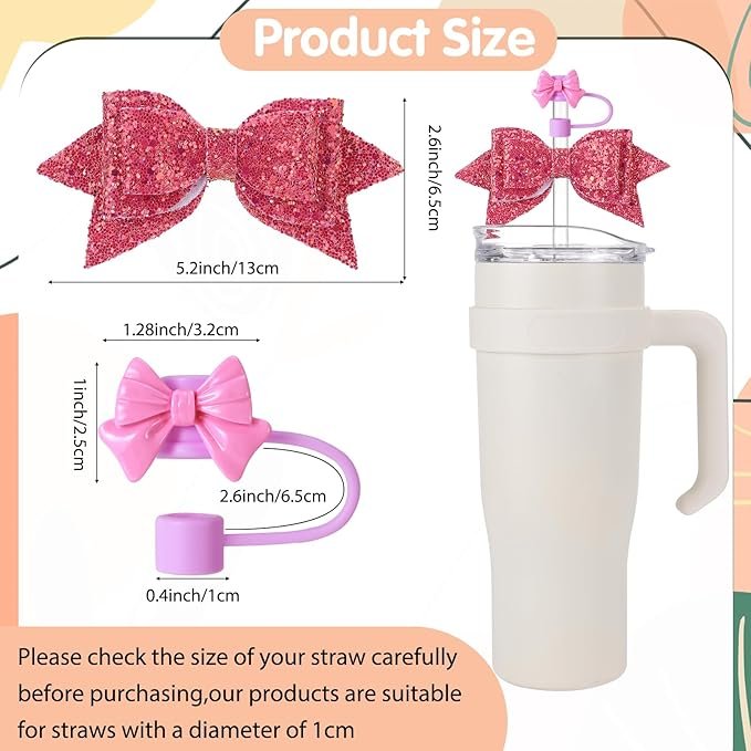 Bow Straw Topper Glitter Tumbler Accessories, Bows for Stanley Cup Straws Bow Straw Cover Cap Silicone Cute Straw Toppers for Stanley Bow Charms for Stanley Reusable Accessories 5 71RbDaBNs1L. AC SX679