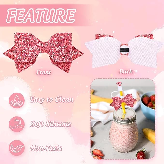 Whaline Bow Ties Reusable Drinking Straw Tips Cover for 0.4in Straws, 40/30/20 Oz Stanley Cup Accessories 2 81MuERf0t9L. AC SX679