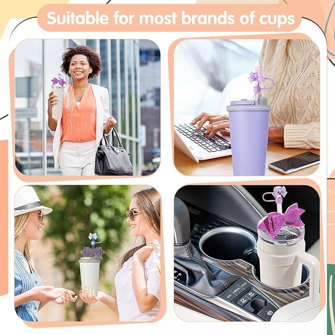 Bow Straw Topper Glitter Tumbler Accessories, Bows for Stanley Cup Straws Bow Straw Cover Cap Silicone Cute Straw Toppers for Stanley Bow Charms for Stanley Reusable Accessories 2 81rSrtuhy8L. AC SX679